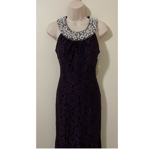 R & M RICHARDS Women's Embellished-neck Glitter-lace Gown Dress Size 10. NWT - Picture 5 of 10